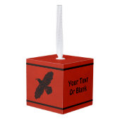 Raven op rood kubus ornament (Achter hoekig)