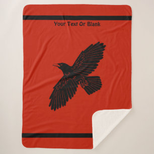 Raven op rood sherpa deken