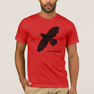Raven op rood t-shirt
