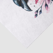 Raven op schedel met roze rozen tissuepapier (Detail)