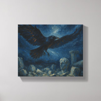 Raven over oude stenen - Dark Fantasy Gothic Canvas Afdruk