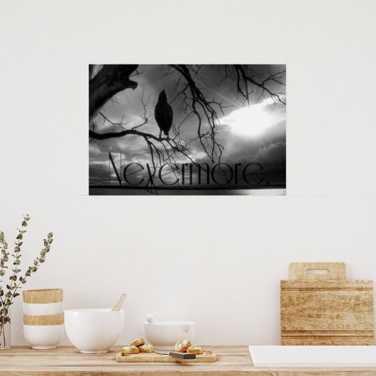 Raven Print - Nevermore Sunbeams Tree B&W (Keuken)