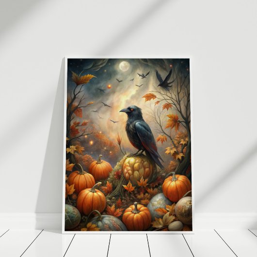 Raven & Pumpkin Forest – Donkere herfstfee Poster