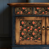 Raven Red Rose Bramble Illustratie Donker Gotisch Tissuepapier