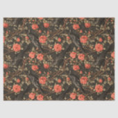 Raven Red Rose Bramble Illustratie Donker Gotisch Tissuepapier (Voorkant)