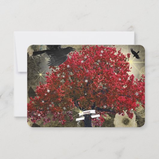 Raven Red Tree Gothic RSVP Kaartje (Voorkant)