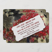 Raven Red Tree Gothic Wedding Invitation Kaart (Voorkant / Achterkant)
