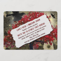 Raven Red Tree Gothic Wedding Invitation