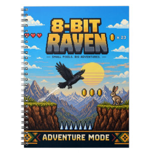 Raven, Retro 8-Bit Pixelkunst Notitieboek