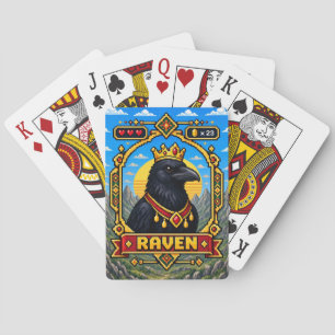Raven Retro 8-Bit Pixelkunst Pokerkaarten