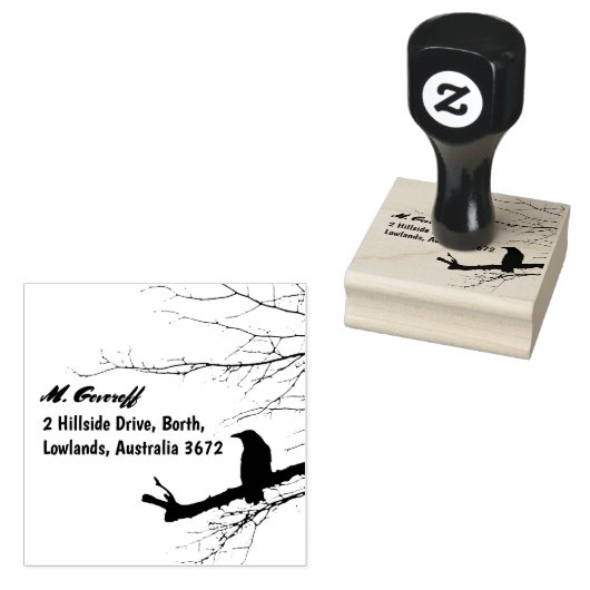 Raven Return Address Stamp Rubberstempel (Gestempeld)