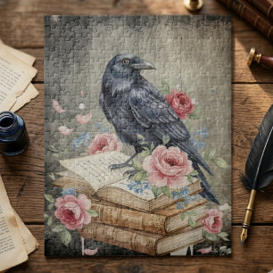 Raven & Roses Gotische Puzzel – Donkere bloemrijke