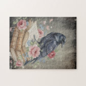 Raven & Roses Puzzle Gothique - Oiseau d'Art Flora (Horizontal)