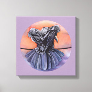Raven Ruffling Feathers Roosting Crow Bird Art Canvas Afdruk