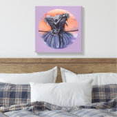 Raven Ruffling Feathers Roosting Crow Bird Art Canvas Afdruk (Insitu (Slaapkamer))