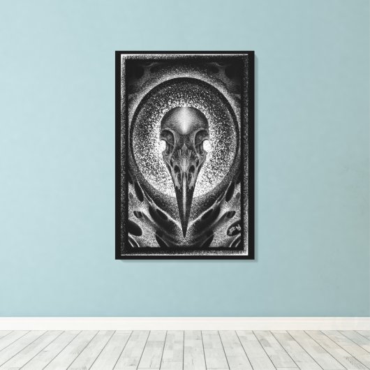 Raven-schedel Canvas Afdruk (Insitu (Houten vloer))