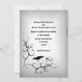 Raven, schedel en  gotische grijs bruiloft kaart (Voorkant)