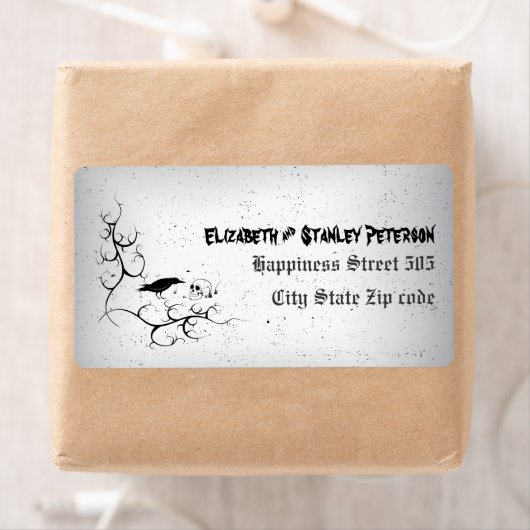 Raven, schedel en  hoek Gotische bruiloft Etiket (Insitu)