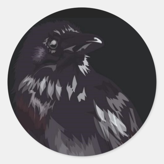 raven-shirt ronde sticker (Voorkant)