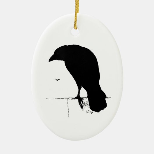 Raven Silhouette -  Gothic Ravens & Crows Keramisch Ornament (Voorkant)