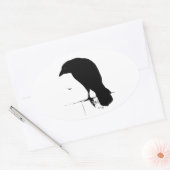 Raven Silhouette -  Gothic Ravens & Crows Ovale Sticker (Envelop)
