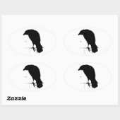 Raven Silhouette -  Gothic Ravens & Crows Ovale Sticker (Vel)