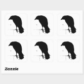 Raven Silhouette -  Gothic Ravens & Crows Vierkante Sticker (Vel)