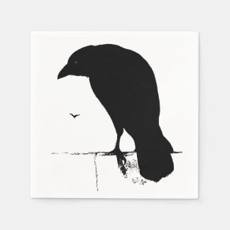 Raven Silhouette Retro Gothic Ravens Crow Servetten
