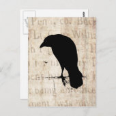 Raven Silhouette - Retro Ravens & Crows Briefkaart (Voorkant / Achterkant)