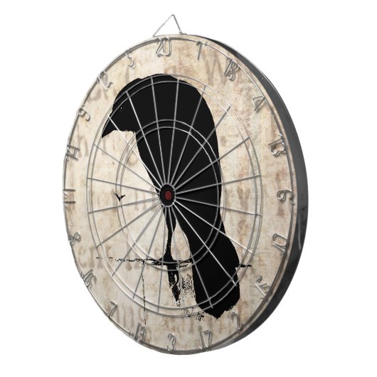 Raven Silhouette -  Retro Ravens & Crows Dartbord (Voorkant Rechts)