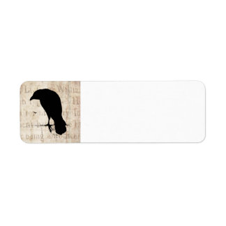 Raven Silhouette - Retro Ravens & Crows Etiket