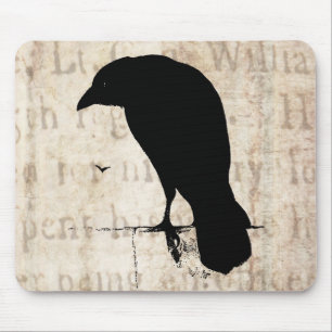 Raven Silhouette -  Retro Ravens & Crows Muismat