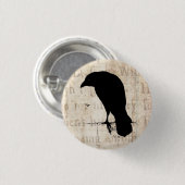 Raven Silhouette -  Retro Ravens & Crows Ronde Button 3,2 Cm (Voorkant /achterkant)