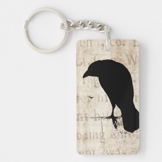 Raven Silhouette - Retro Ravens & Crows Sleutelhanger (Voorkant)