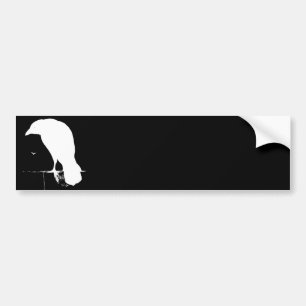 Raven Silhouette White op zwart - Aangepast Bumpersticker