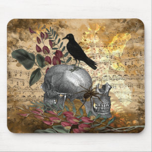 Raven Skelet Schedels en Spin Muismat