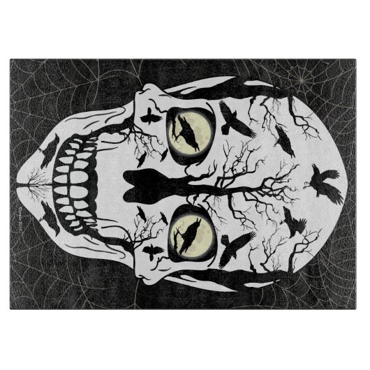 Raven Skeleton Cutting Board Kitchen Decor Snijplank (Voorkant)