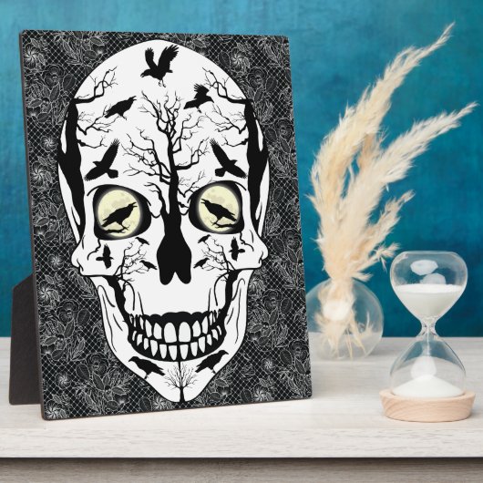 Raven Skull Afbeelding Home Horror Decor Fotoplaat (Zijkant)