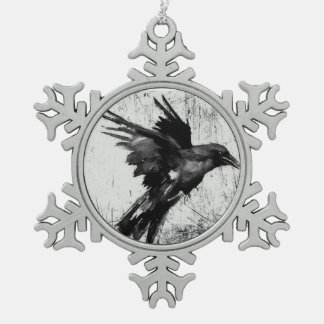 Raven sneeuwvlokbehanger tin sneeuwvlok ornament