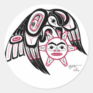 Raven Stealing the Sun Ronde Sticker