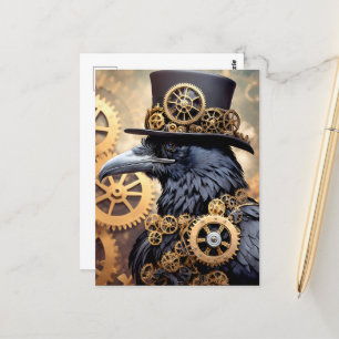 Raven Steampunk Gears Art Briefkaart