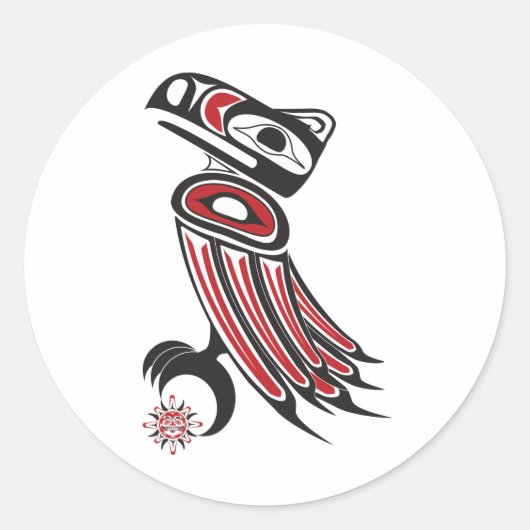 Raven steelt de zon ronde sticker (Voorkant)