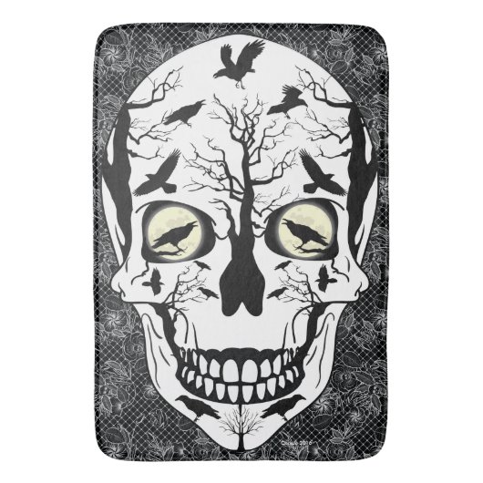 Raven Sugar Skull Skeleton Bath Mat (Voorkant Verticaal)