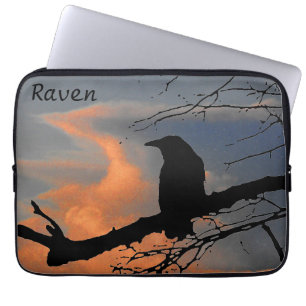 Raven Sunset Tree en Clouds Laptop Sleeve