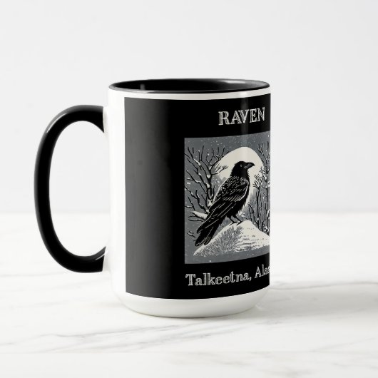 Raven: Talkeetna, Alaska zwart-wit Mok (Links)