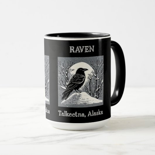 Raven: Talkeetna, Alaska zwart-wit Mok (Voorkant rechts)