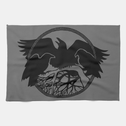 Raven Towel First Nations Raven Art Tea Towel Gift Theedoek (Horizontaal)