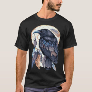 Raven Tribale Waterverf Raven Droomvanger T-shirt