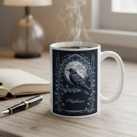 Raven Under Moon Gothic Midnight Koffiemok