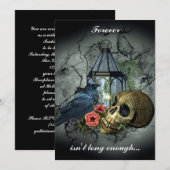 Raven Vampier Schedel Goth Huwelijksuitnodiging Kaart (Voorkant / Achterkant)
